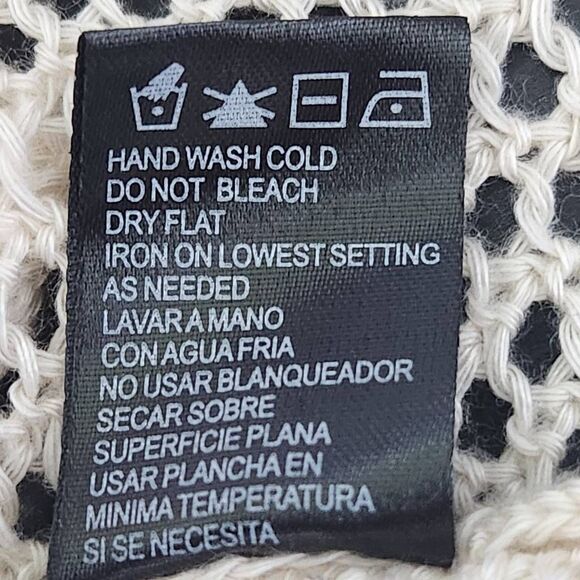 Perceptions Cream Open Knit Short Sleeve Cardigan Size Large Cream Knit Cardigan - Picture 9 of 10